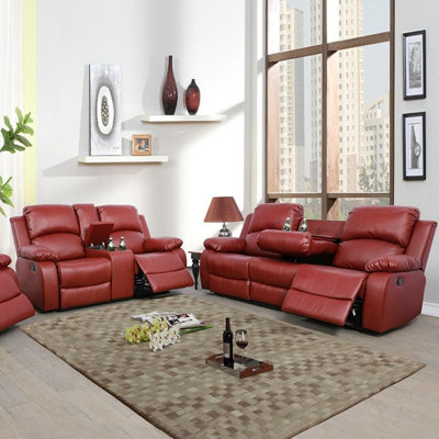 Waunda 2 Pieces Leather Manual Reclining Living Room Sofa Set by Latitude Run
