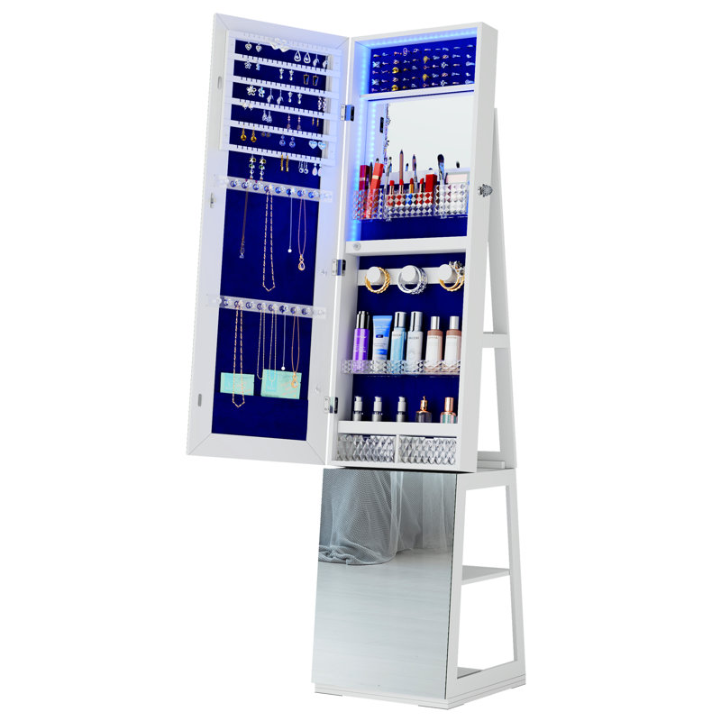 Armoire à bijoux avec miroir Auriel, Blanc
