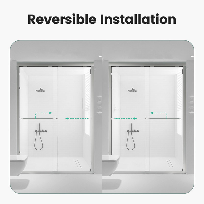 Semi-Frameless Double Sliding Shower Door, Chrome