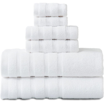  Ensembles de serviettes de bain de 6 pièces, 2 serviettes de bain 2 serviettes à main 2 débarbouillettes, serviettes 100% coton hautement absorbantes pour salle de bain, salle de sport, hôtel