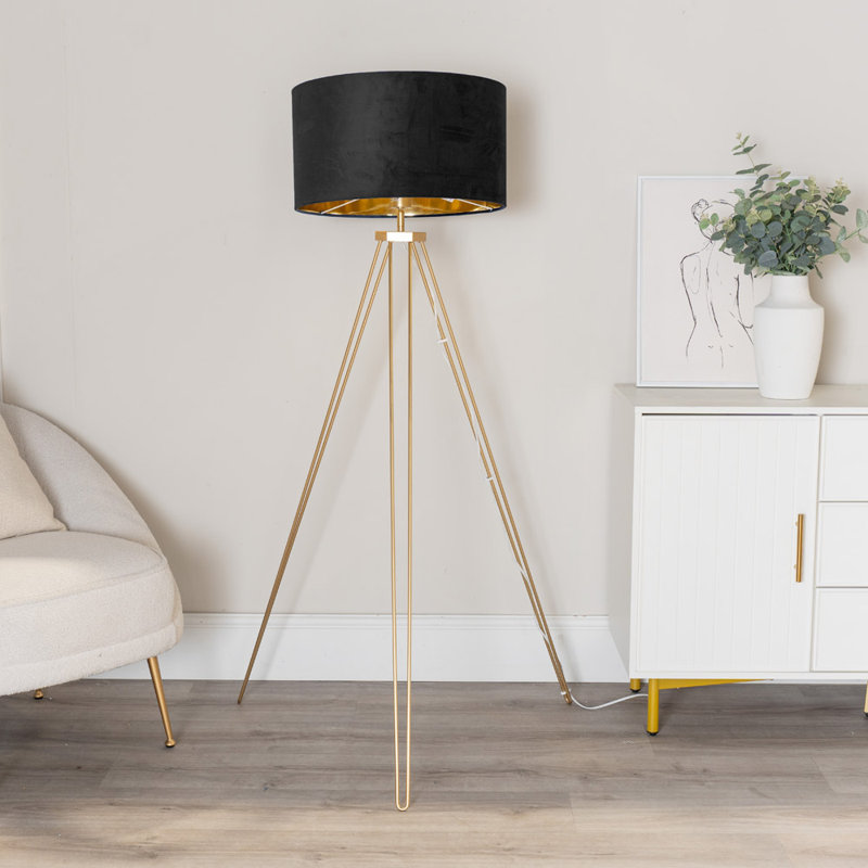 Agustiniano 141cm Polished Traditional Floor Lamp, Yes, Black