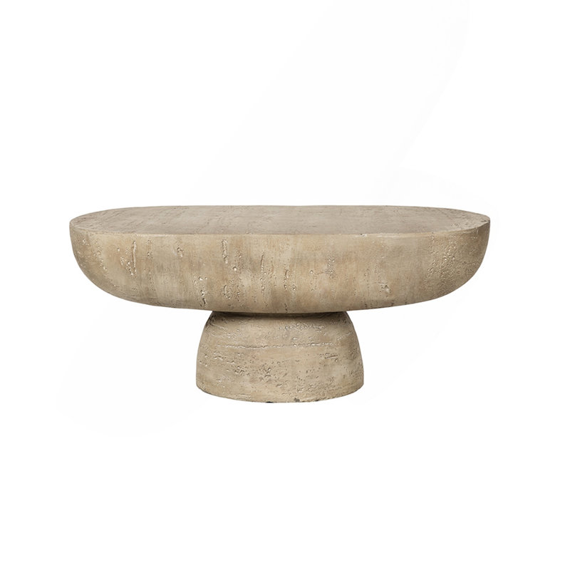 Cream Finish Oval Coffee Table, 36x24x15 Inches, Cream