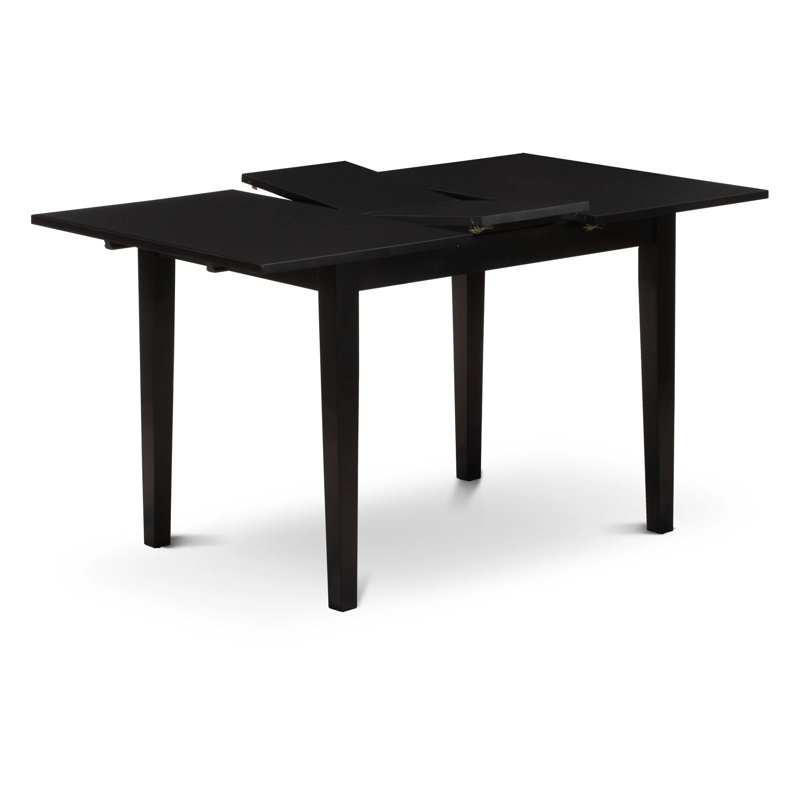 5 Piece Dining Table Set for 4 Includes a Rectangle Kitchen Table with Butterfly Leaf and 4 Dining Room Chairs, Black, Black