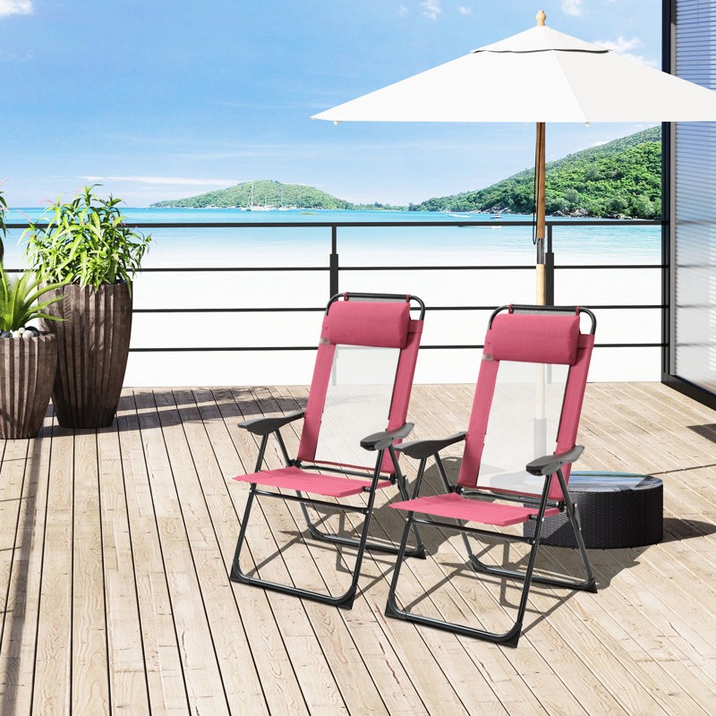 Chaises de cour arrière (2), patio pliant rouge avec dossier en toile réglable pour le jardin amovible