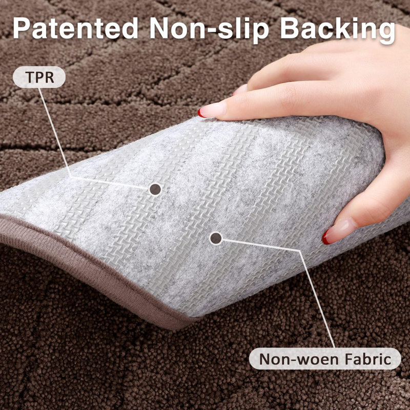 Dark Brown Durable Rubber Backing Runner Carpet Soft Long Door Mat, Runner 50 x 120 cm