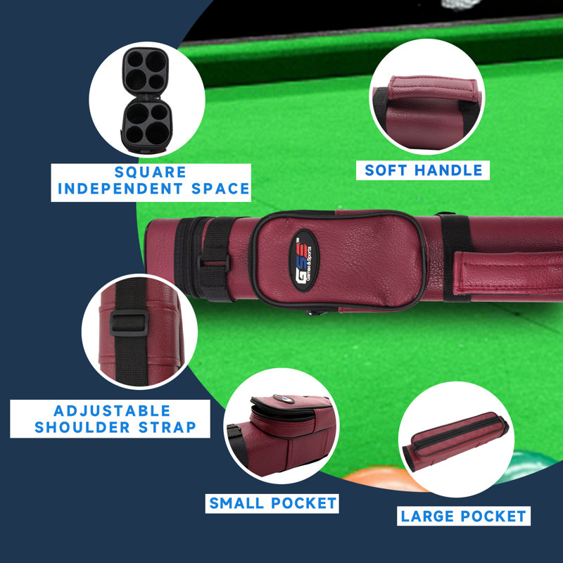 Étui de billard carré GSE 2 x 2 po, Bourgogne