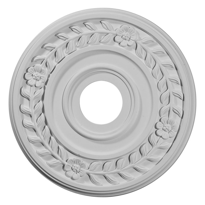 Endurathane Wreath Ceiling Medallion, 16 1/4"OD x 3 5/8"ID x 1"P (Fits Canopies up to 5 1/2"), Factory Primed, Primed