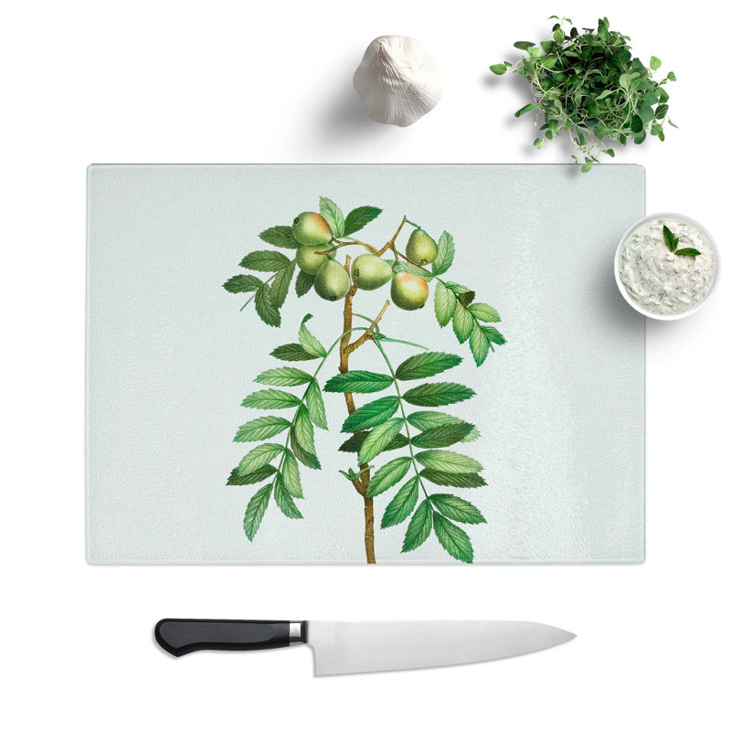 Tempered Glass Sorb Apple Tree by Pierre-Joseph Redoute Chopping Board, 28.5 cm W x 20 cm L