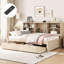 Lit simple avec buffet et bâbord, couleur naturelle, compartiments latéraux, tiroirs, chargement,