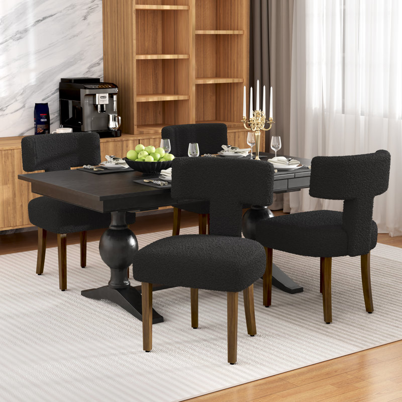 Chaises de salle à manger Modern Boucle (ensemble de 4), Noir
