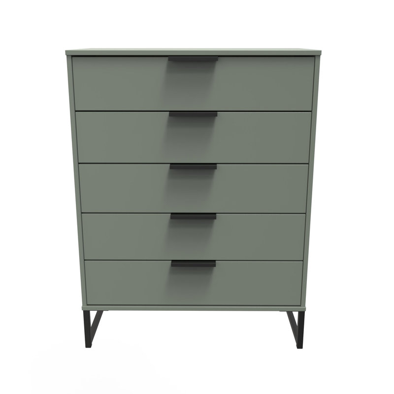 Turah 77cm W 5 - Drawer Chest of Drawers, Reed Green