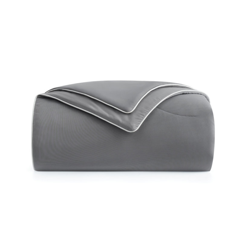 Édredon léger et réversible lavable pour l'automne, Édredon très grand, Gris foncé