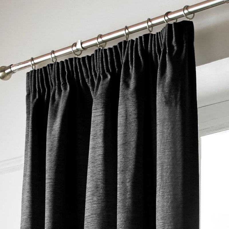 Juanita Semi Sheer Curtain, Black, 167 W x 137 D cm