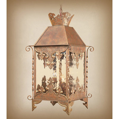 Lustre carrée 3 lumières lanternes avec accents en fer forgé Markes