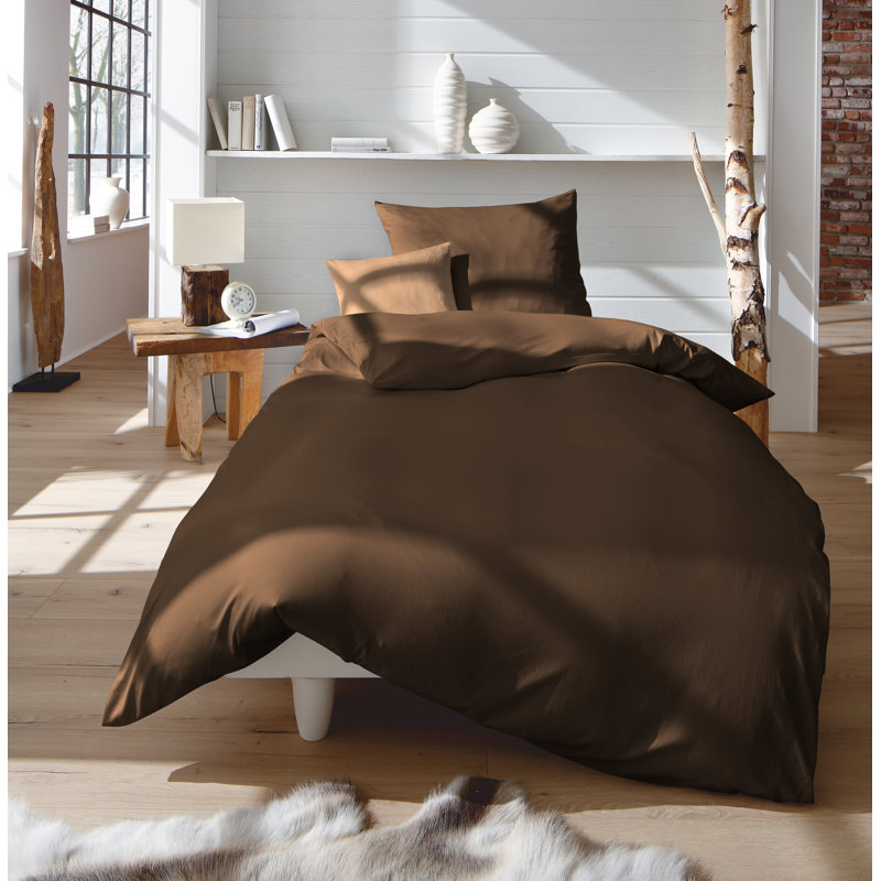 Uni-Colours 100% Cotton 200 TC Duvet Cover Set, 200 x 220cm Duvet Cover + 1 Pillowcase, Espresso