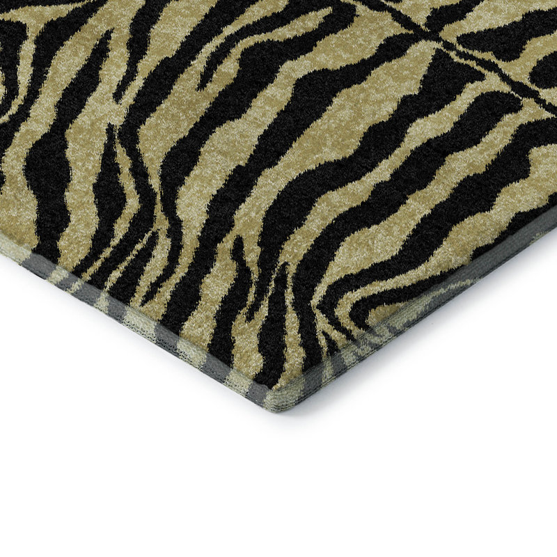 Premium Machine Washable Kishonna AMF42 Gilded Rug, Round 8'