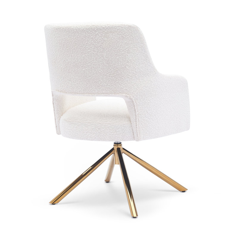 Fauteuil pivotant de 23,6 po Breann, Mélange de polyester crème