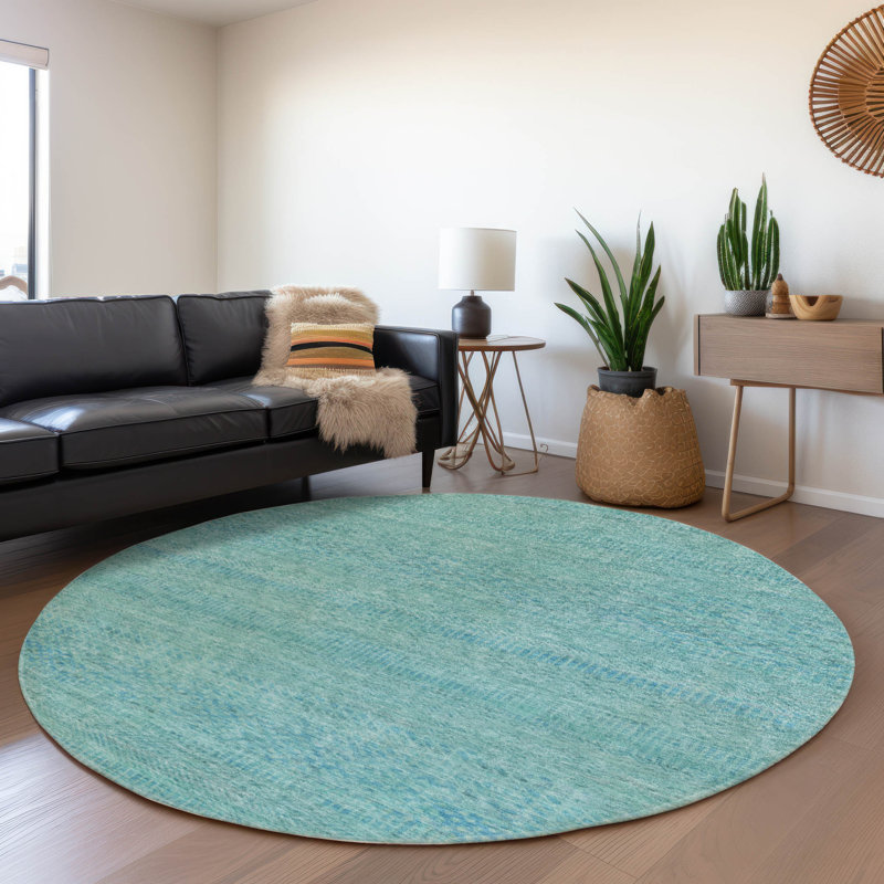 Tapis d'intérieur / extérieur bleu sarcelle Viviennea, 2 pi 6 po x 3 pi 10 po