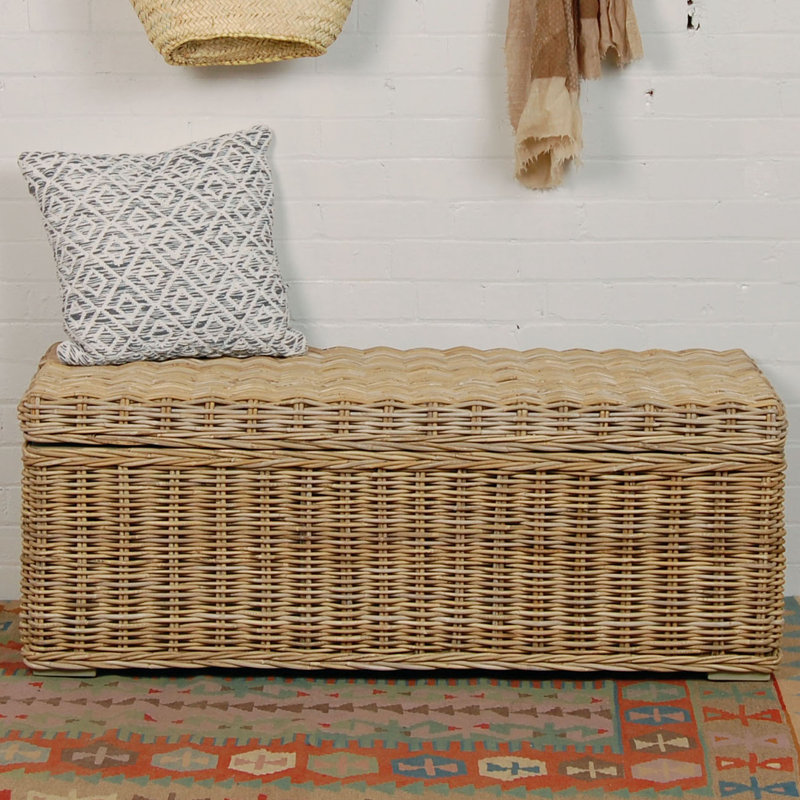 Tevis Wicker Flip Top Storage Bench