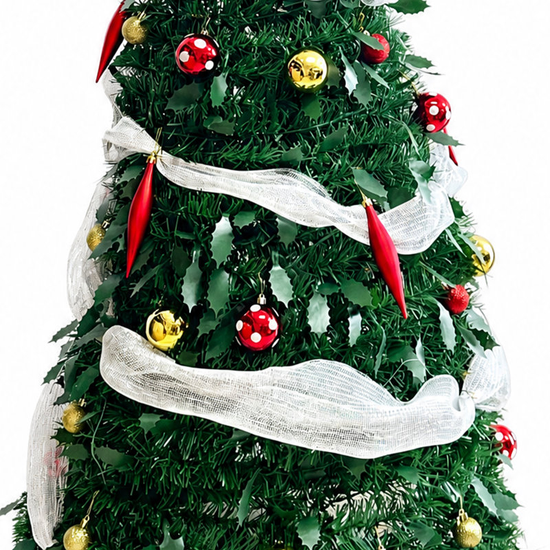 Sapin de Noël pliable artificiel pré-illuminé de 1,80 m avec 200 lumières blanc chaud et multicolores