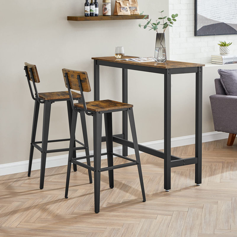 Ensemble de 2 tabourets de bar, Brun rustique / noir