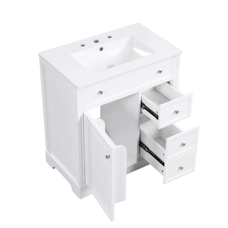 Meuble-lavabo élégant et fonctionnel avec lavabo en céramique, rangement spacieux et fabrication durable pour les salles de bain modernes.