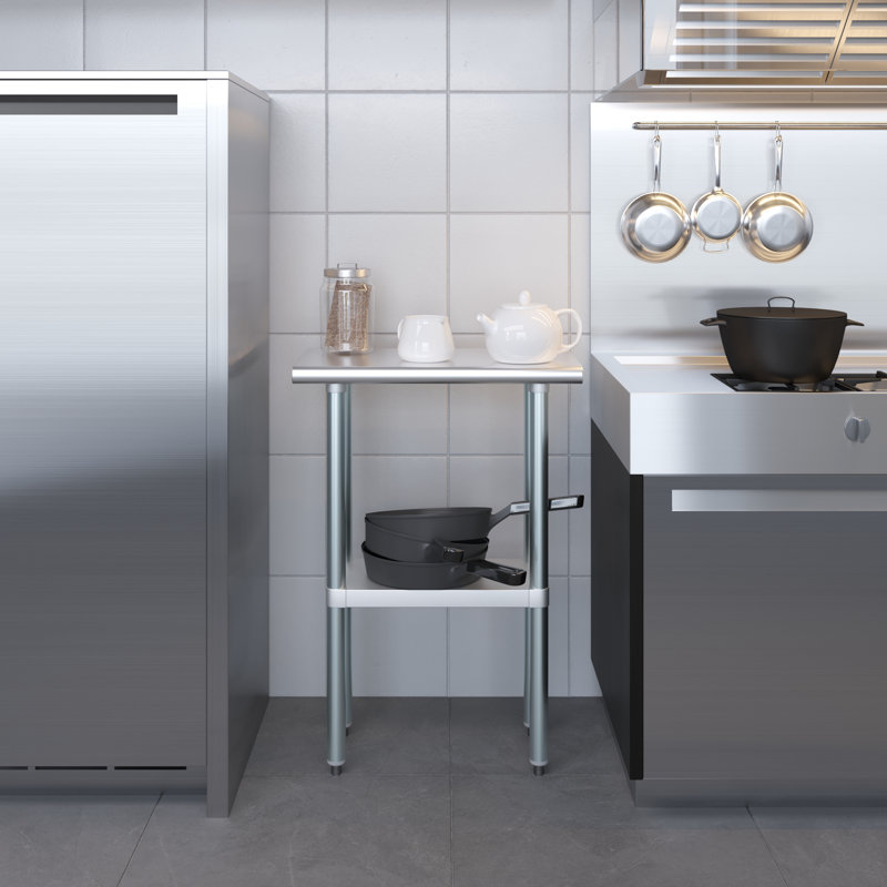 24" Stainless Steel Utility Work Table with Galvanized Shelf