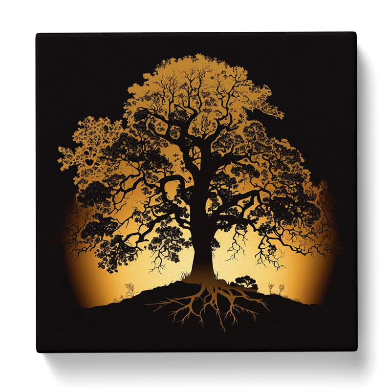 Oak Tree Silhouette - Wrapped Canvas, 50cm H x 50cm W