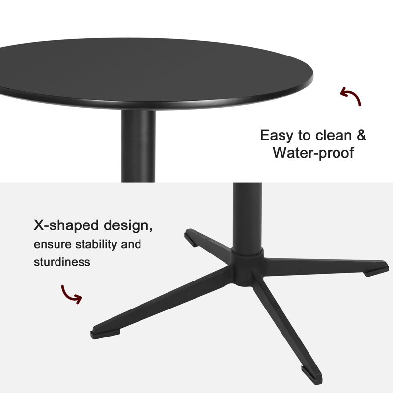 Round Metal Base Dining Table, Black