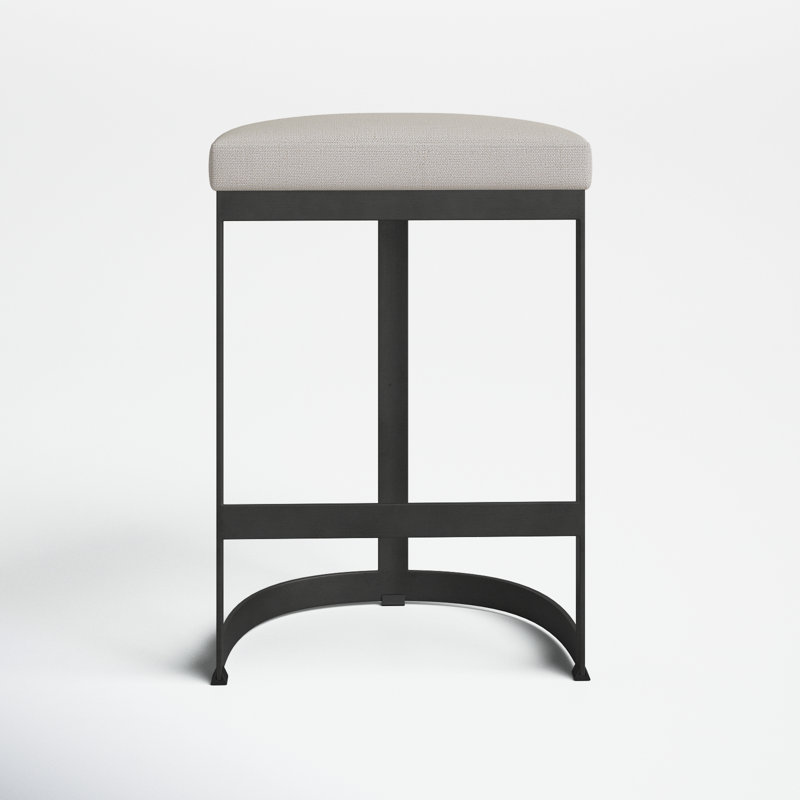 Fleta Upholstered Counter Stool with Metal Frame, Black