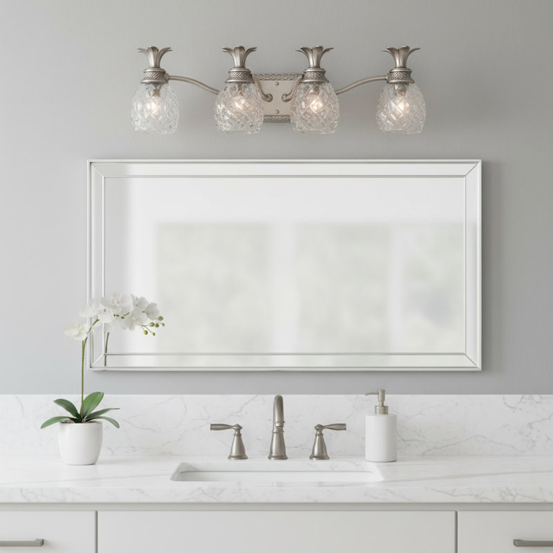 Plantation 4-Light Vanity Light, Burnished Brass