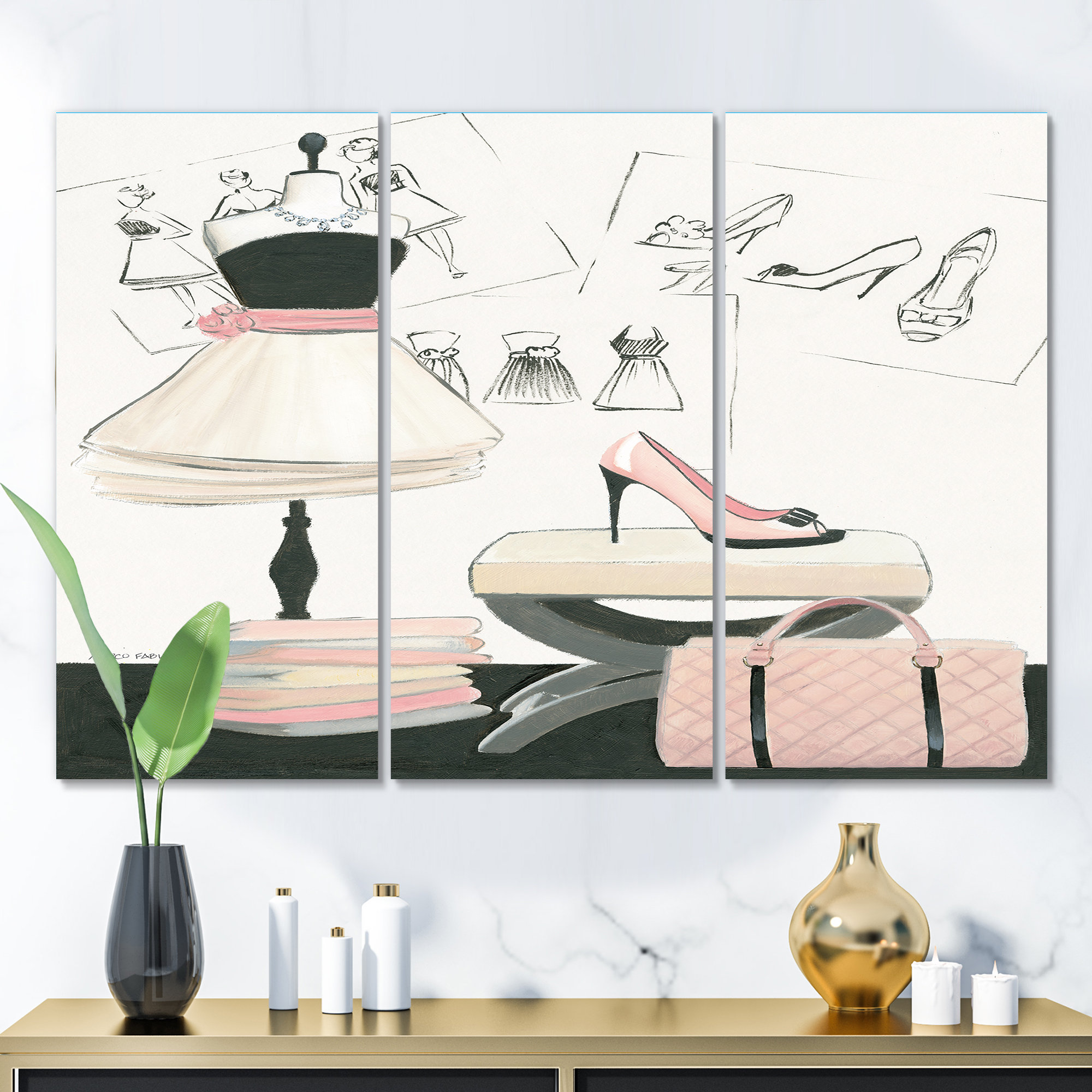 East Urban Home Chic Galm Closet V - Multi-Piece Image Wrapped Canvas ...