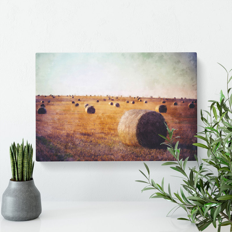 Hay Bales - Wrapped Canvas, 50cm H x 76cm W x 3cm D