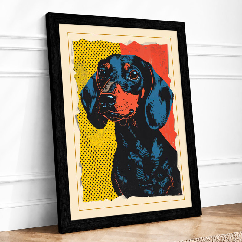 Dachshund Pop Art - Framed Print, Black, A3 - 42.0 x 29.7 cm