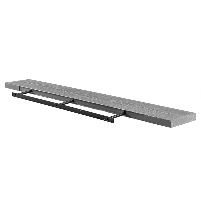 Wooden Wall Mounted Floating Shelf, 1.97" H x 74.81" W x 10.24" D, Dark Grey