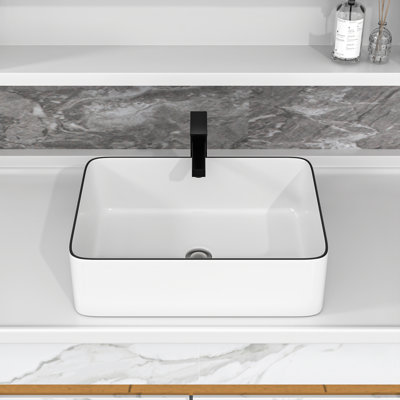 Lavabo de salle de bain rectangulaire en céramique 16 po x l 12 po