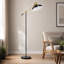 Lampe sur pied à bras articulé réglable noir et or 11,7 po x 11,7 po x 65,1 po - Hauteur réglable, lumière de style luxueux pour les salons et les chambres