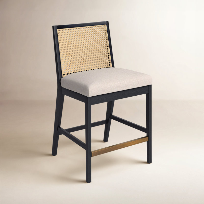 Antonia Cane Armless Counter & Bar Stool, Counter Stool (27" Seat Height), Brown/Natural/Taupe