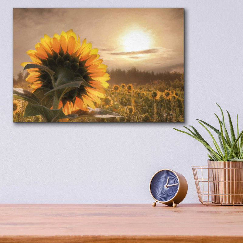 «Sunlit Sunflower» par Lori Deiter, art mural en verre acrylique, H 12 po x l 16 po x P 0,13 po