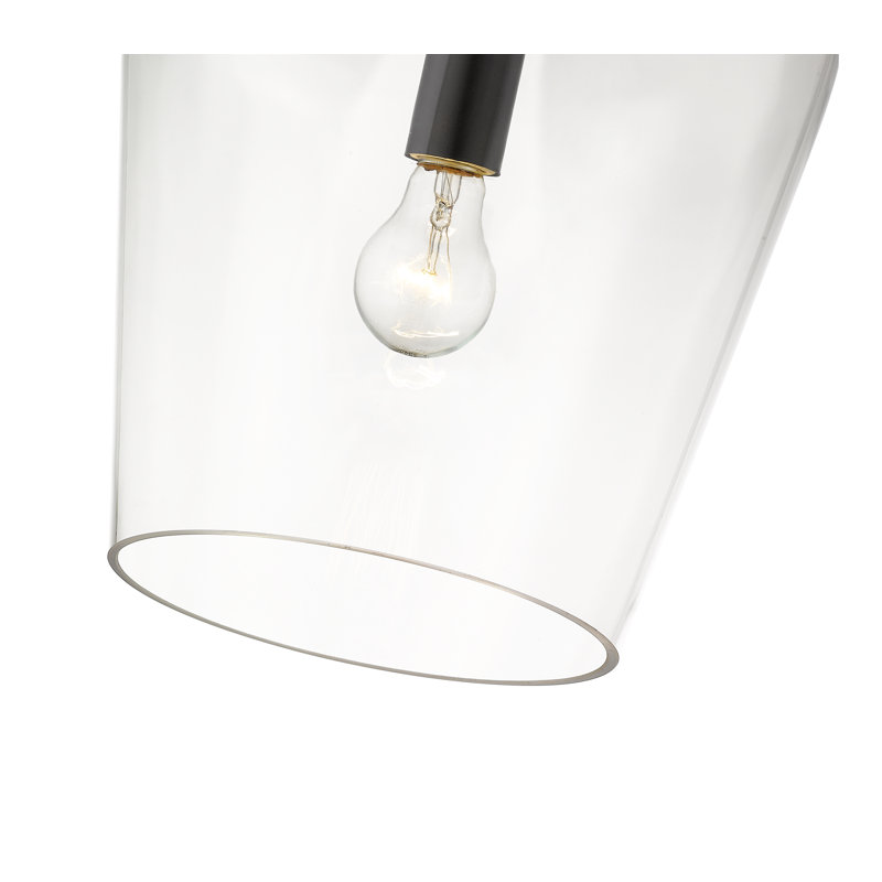 Luminaire suspendu en verre Dahlya, Noir mat, H 12,25 po x l 9 po x P 9 po
