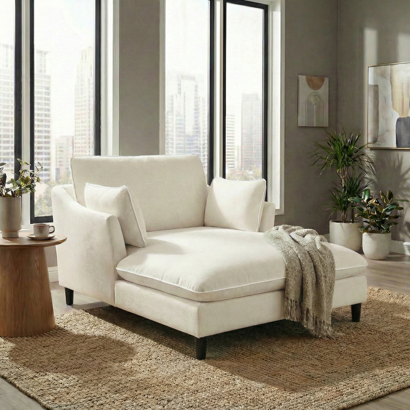 Chaise longue rembourrée 51,2 po Stetson, Beige