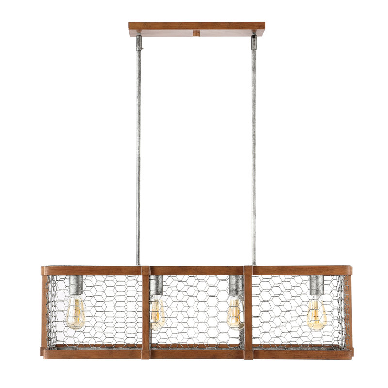 Luminaire suspendu linéaire lanterne 4 lumières Herlef