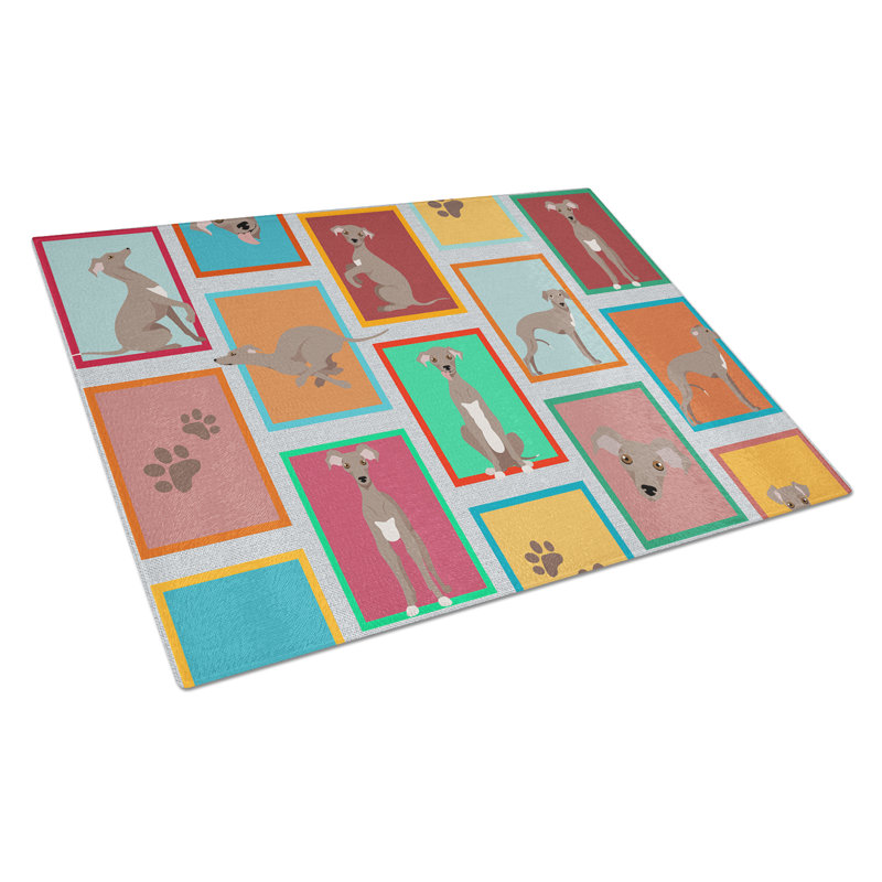 Lots of Fawn Italian Greyhound Glass Cutting Board Large