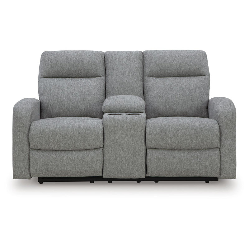 Causeuse inclinable manuelle Lete, console de rangement, polyester gris 67 po