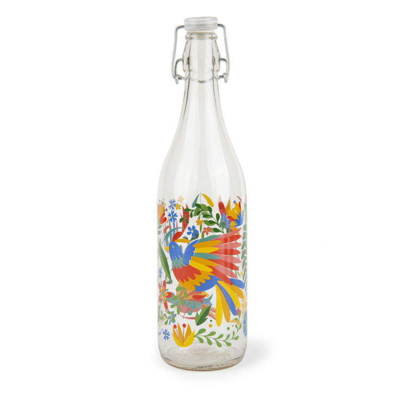Excelsa Mexican Flowers 1000ml Glass Water Bottle
