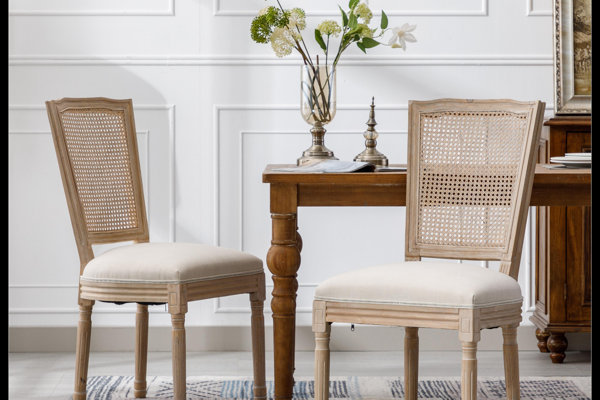 Chaise de salle à manger en bois massif, Crème