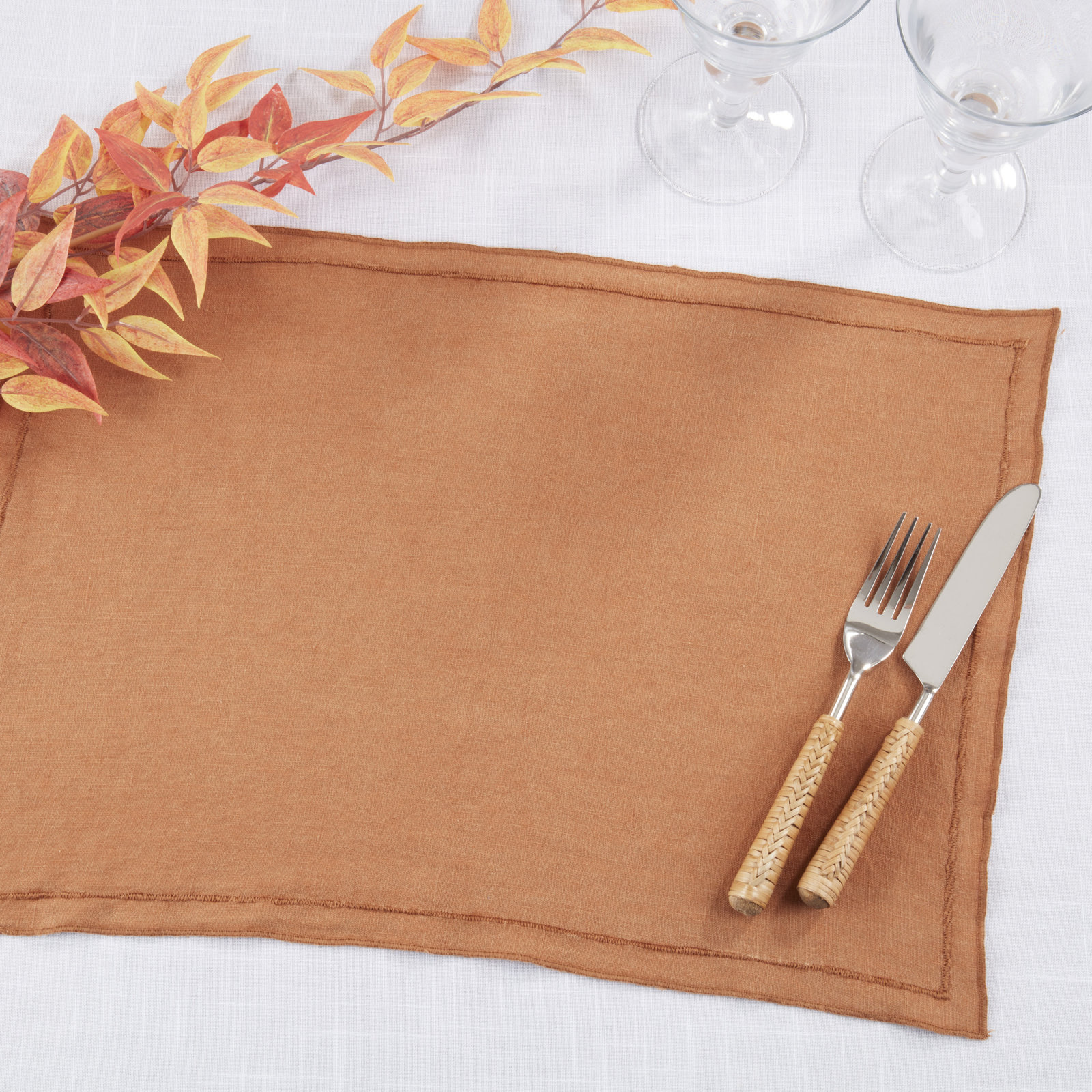 Stonewashed Linen Placemat, Orange
