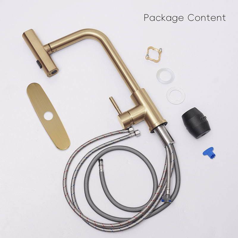 APPASO Pull Out Kitchen Faucet, Brushed Gold