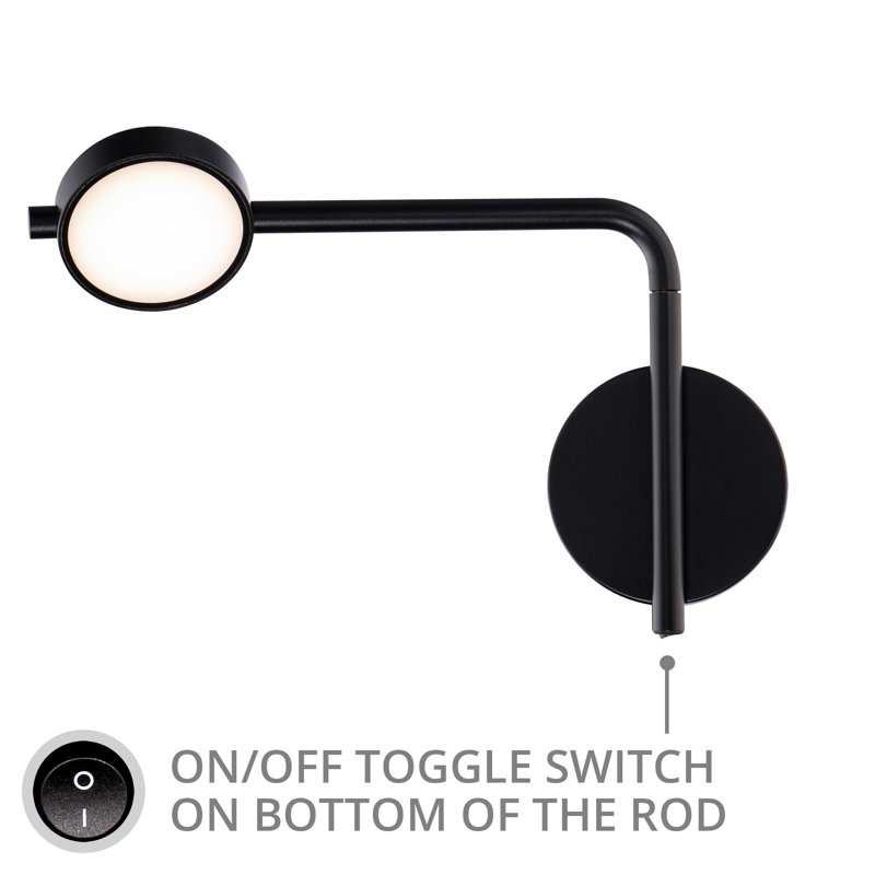 Elbo LED Swing Arm Sconce, Black, 3500K
