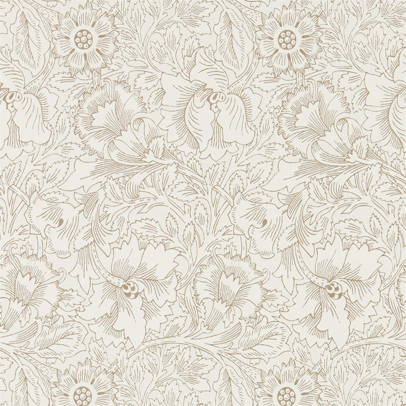 Pure Poppy Wallpaper, Cream/Gold